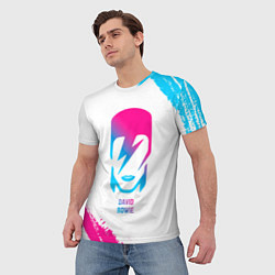 Футболка мужская David Bowie neon gradient style, цвет: 3D-принт — фото 2