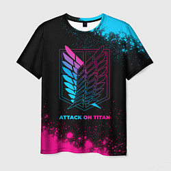 Мужская футболка Attack on Titan - neon gradient