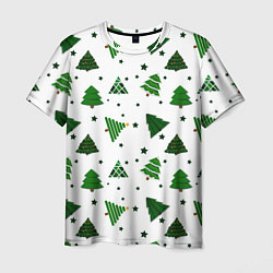 Мужская футболка Узор с зелеными елочками