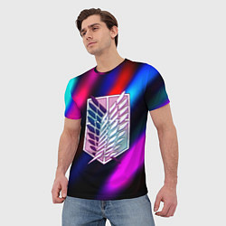 Футболка мужская Attack on Titan stripes neon, цвет: 3D-принт — фото 2