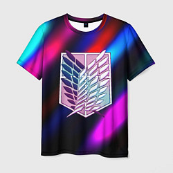 Футболка мужская Attack on Titan stripes neon, цвет: 3D-принт