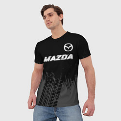 Футболка мужская Mazda speed на темном фоне со следами шин: символ, цвет: 3D-принт — фото 2
