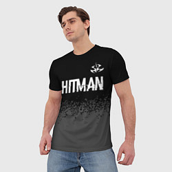 Футболка мужская Hitman glitch на темном фоне: символ сверху, цвет: 3D-принт — фото 2