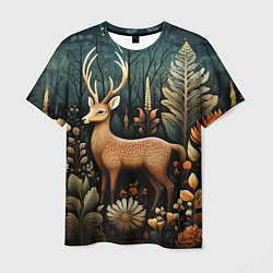 Мужская футболка Лесной олень в стиле фолк-арт