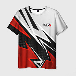 Мужская футболка N7 mass effect - white and red