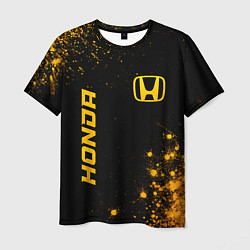 Мужская футболка Honda - gold gradient: надпись, символ