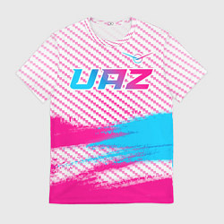 Футболка мужская UAZ neon gradient style посередине, цвет: 3D-принт