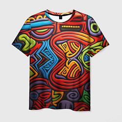 Мужская футболка Разноцветный узор в стиле абстракционизм