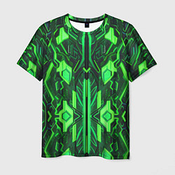 Мужская футболка Киберпанк неоновая броня зелёная