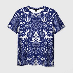 Мужская футболка Зимний лес в скандинавском стиле - паттерн