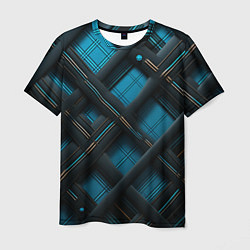 Мужская футболка Тёмно-синяя диагональная клетка