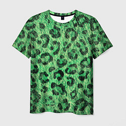 Мужская футболка Зелёный леопард паттерн