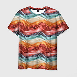 Мужская футболка Разноцветные полосы текстура ткани