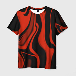 Мужская футболка Абстракция красно-чёрная искаженная