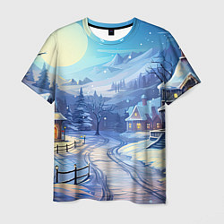 Мужская футболка Зимняя новогодняя деревня