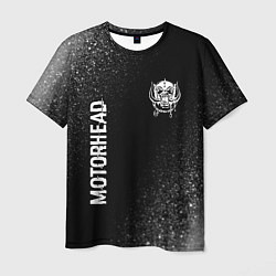 Мужская футболка Motorhead glitch на темном фоне вертикально