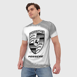 Футболка мужская Porsche speed на светлом фоне со следами шин, цвет: 3D-принт — фото 2