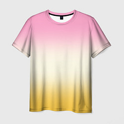 Мужская футболка Розовый бежевый желтый градиент