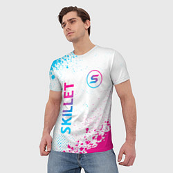 Футболка мужская Skillet neon gradient style вертикально, цвет: 3D-принт — фото 2