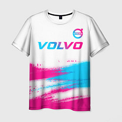 Мужская футболка Volvo neon gradient style посередине