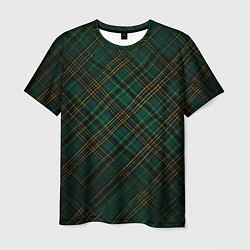Мужская футболка Тёмно-зелёная диагональная клетка в шотландском ст