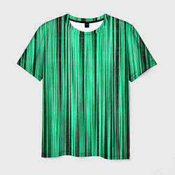 Мужская футболка Абстракция полосы зелёные