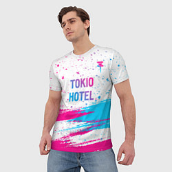 Футболка мужская Tokio Hotel neon gradient style посередине, цвет: 3D-принт — фото 2