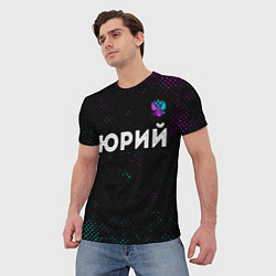Футболка мужская Юрий и неоновый герб России посередине, цвет: 3D-принт — фото 2