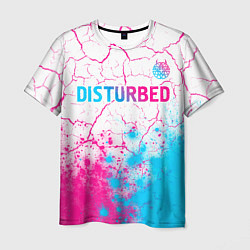 Мужская футболка Disturbed neon gradient style посередине