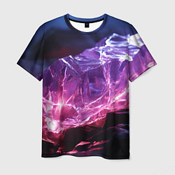 Мужская футболка Стеклянный камень с фиолетовой подсветкой
