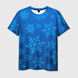 Мужская футболка Голубые снежинки