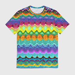 Мужская футболка Разноцветные волнистые узоры
