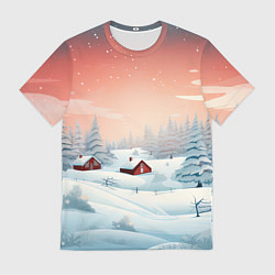 Мужская футболка Погружение в зимнюю атмосферу