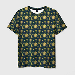 Мужская футболка Декоративные снежинки с золотым блеском