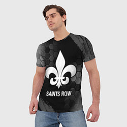 Футболка мужская Saints Row glitch на темном фоне, цвет: 3D-принт — фото 2