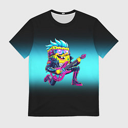 Мужская футболка Sponge Bob - rock guitarist - ai art