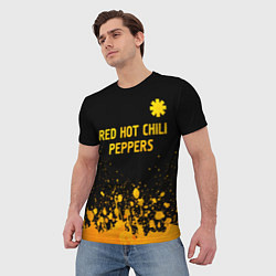 Футболка мужская Red Hot Chili Peppers - gold gradient посередине, цвет: 3D-принт — фото 2