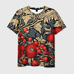 Мужская футболка Новогодние ягодки и узоры