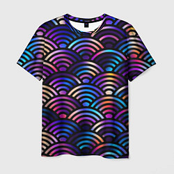 Мужская футболка Разноцветные волны-чешуйки
