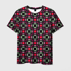 Мужская футболка Красно-черный зеленый геометрический узор