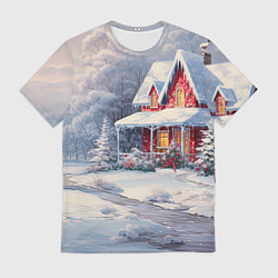 Мужская футболка Новогодний снежный дом