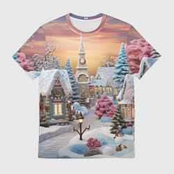 Мужская футболка Праздник в заснеженном лесу