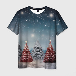 Мужская футболка Волшебство зимней природы иней на деревьях