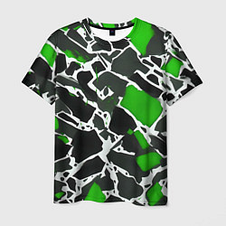 Мужская футболка Кляксы чёрные и зелёные