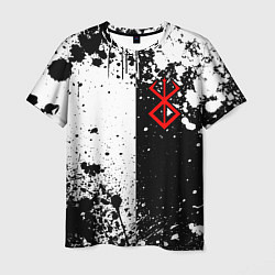 Мужская футболка Берсерк знак жертвы - черно-белые брызги