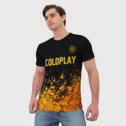 Футболка мужская Coldplay - gold gradient посередине, цвет: 3D-принт — фото 2