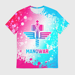 Мужская футболка Manowar neon gradient style