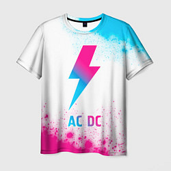 Мужская футболка AC DC neon gradient style