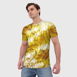 Футболка мужская Желто-белая абстракция, цвет: 3D-принт — фото 2