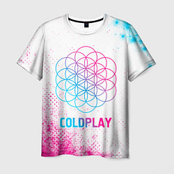 Мужская футболка Coldplay neon gradient style